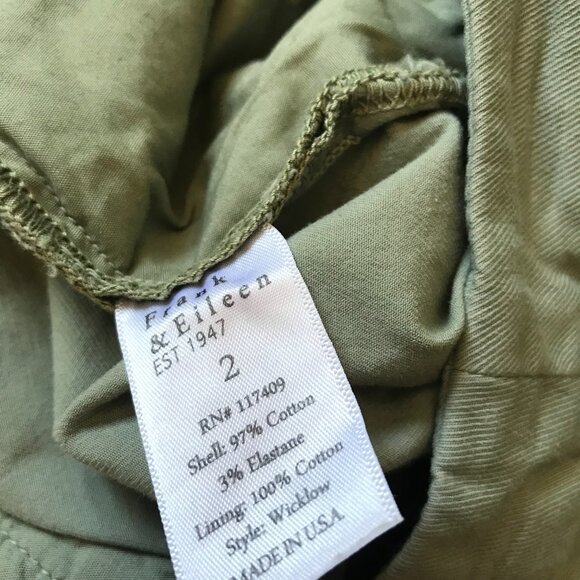 Eileen & Fisher Wicklow Italian Chino Pants Womens 2 Green Sage Cotton Straight - Picture 9 of 13